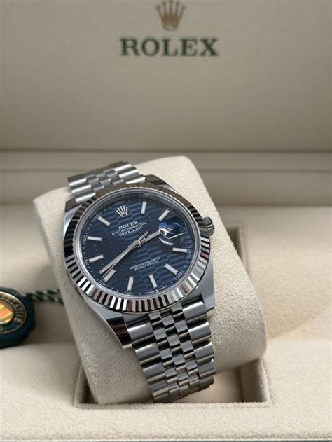 rolex datejust blau geriffelt